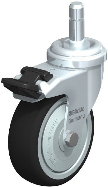 Blickle LRA-PATH 75K-FI-FK-ES Apparate-Lenkrolle mit Einsteckstift & Feststeller, Thermoplastisches Polyurethan, Grau, 848643