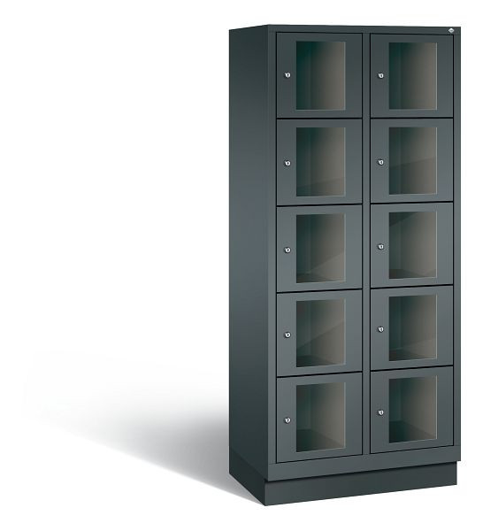 C+P Schließfachschrank Classic, 10 Fächer, H1800xB810xT500 mm, Anthrazit, 8020A225 S10027
