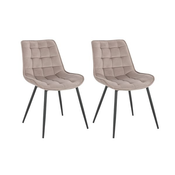 HOME DELUXE Polsterstuhl Esszimmer 2er Set IKALO – Samt Hellbraun, 49716