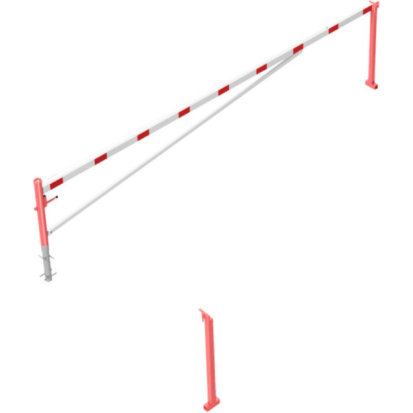 Stein HGS Drehschranke, horizontal schwenkbar mit zwei Auflagestützen, 6000 mm, vorgerüstet für Vorhangschloss (Standard), zum Einbetonieren, empfohlene Fundamenttiefe 900 mm, 4213.60-vb