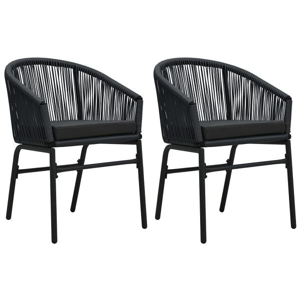 vidaXL Gartenstühle 2 Stück Schwarz runder PE-Rattan, 48135