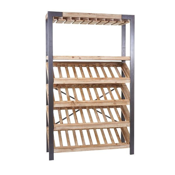 Mendler Weinregal HWC-D60, Flaschenregal Flaschenhalter Barschrank Weinständer für 40 Flaschen, Massivholz FSC 189x114x39cm, 63803+63804