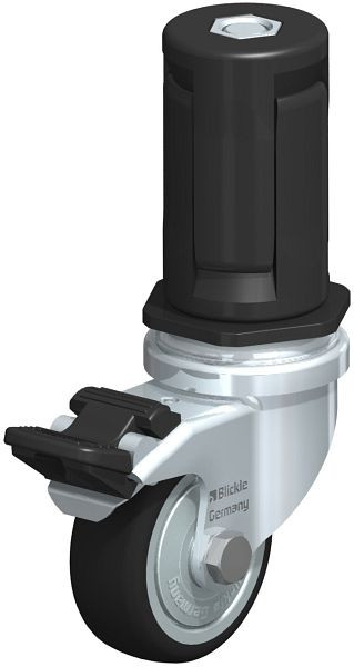 Blickle LRA-PATH 50K-FI-FK-ER05 Apparate-Lenkrolle mit Expander & Feststeller, Thermoplastisches Polyurethan, Grau, 848557
