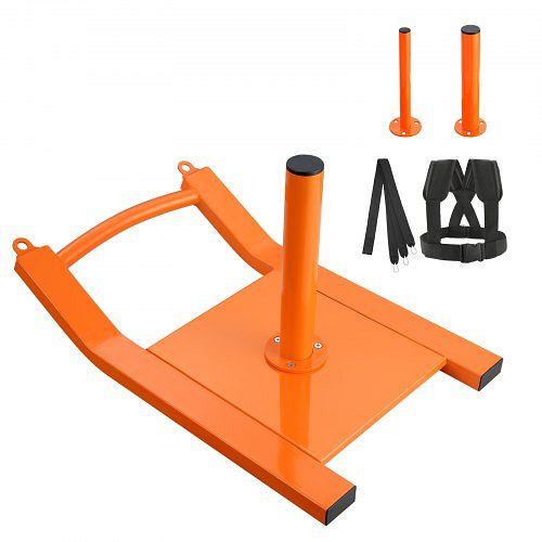 VEVOR Zugschlitten für Krafttraining, Trainingsgerät aus Stahl für Sportliche Übungen, für 1-Zoll- und 2-Zoll-Gewichtsscheiben, Orange, LXQTX12YC000MF57CV0