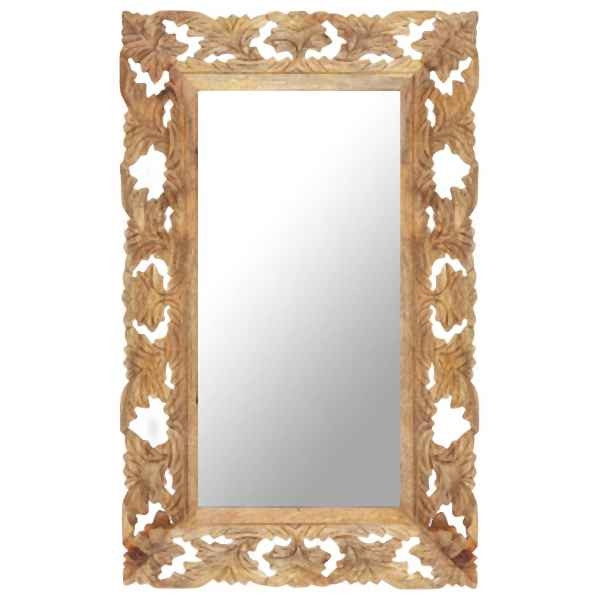 vidaXL Spiegel Handgeschnitzt Braun 80x50 cm Massivholz Mango, 321639
