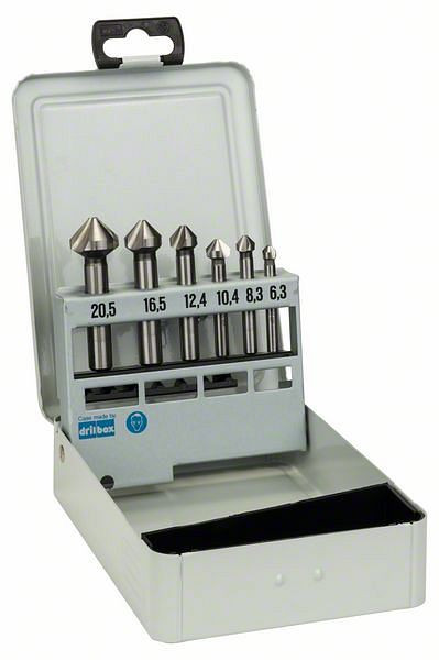 Bosch Kegelsenker-Set, 6-teilig, 45, 63 mm / 5-10 mm / 6,3 - 20,5 mm, 2608597527