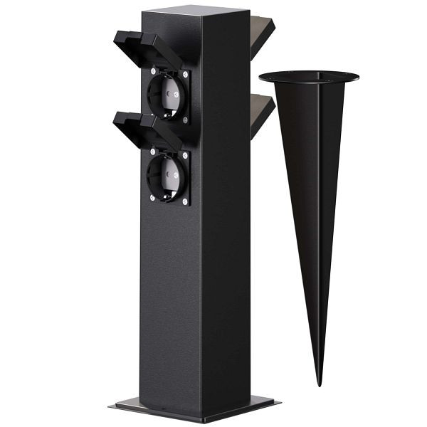 monzana Gartensteckdose Schwarz 4er-Stecker 38x12,5x12,5cm, 109603