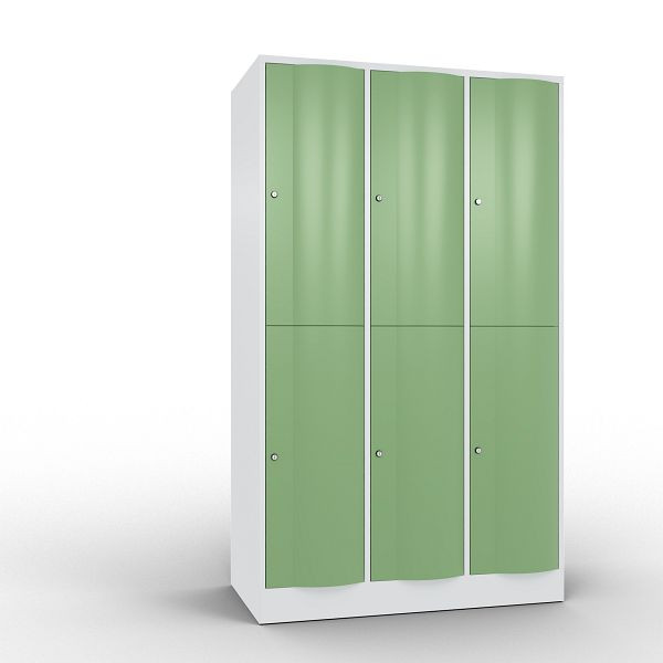 C+P Spind doppelstöckig Resisto, 3 Abteile, H1950xB1148xT640 mm, Grau/Resedagrün, 8270-373 S10119