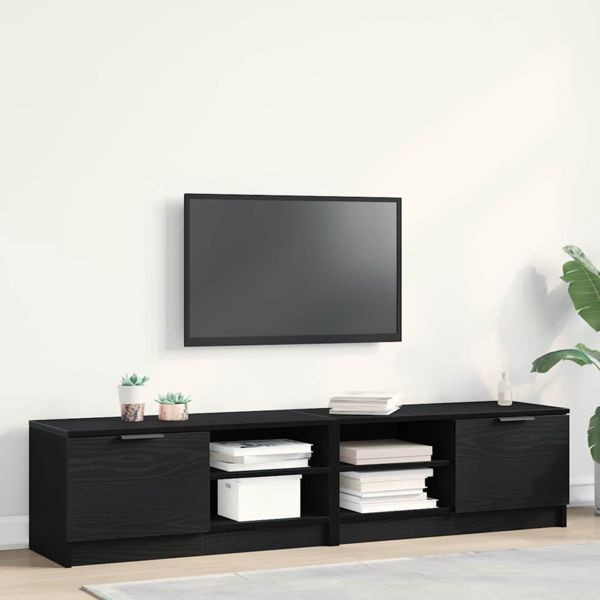 vidaXL TV-Schränk 2 pcs Schwarz 80 x 35 x 36.5 cm Holzwerkstoff, 862746