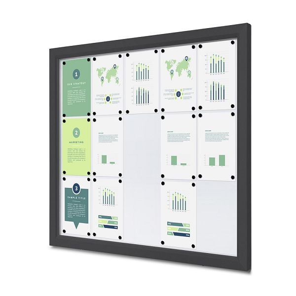 Showdown Displays Abschließbarer Schaukasten Outdoor Slim 15 x A4 Anthrazit, SCTE15xA4PHC7016JS