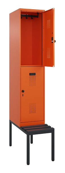 C+P Doppelstock-Spind Evolo PLUS, Bank, 2 Fächer, 2120x400x815mm, 2004/2004, Drehriegel, Sitzfläche Kunststoff, Sitzbank, 0493507-12 S10104