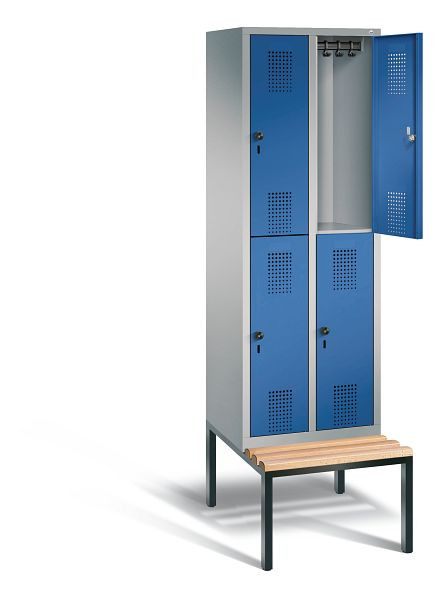 C+P Spind doppelstöckig Evolo, H2090xB610xT815mm, Farbe: Weißaluminium / Enzianblau, 48350-20 S10295