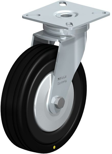 Blickle LPA-VPA 100K-EL-FA Apparate-Lenkrolle mit Anschraubplatte, Vollgummi, Schwarz, 751075