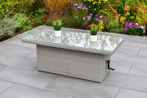 Merxx Chicago Tisch, höhenverstellbar, grau, Stahlgestell mit Kunststoffgeflecht, 28565-209