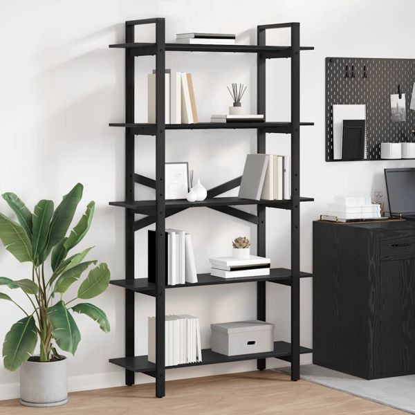 vidaXL Bücherregal Schwarz Eichen-Optik 100 x 33,5 x 178 cm, 883934