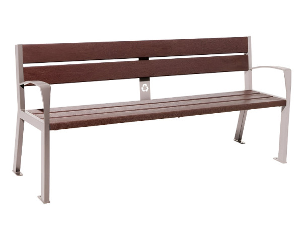 Procity Sitzbank Silaos® 5 Leisten, Mit Armlehne, Stahl & Recycling-Kunststoff, RAL 7044, 209514.7044
