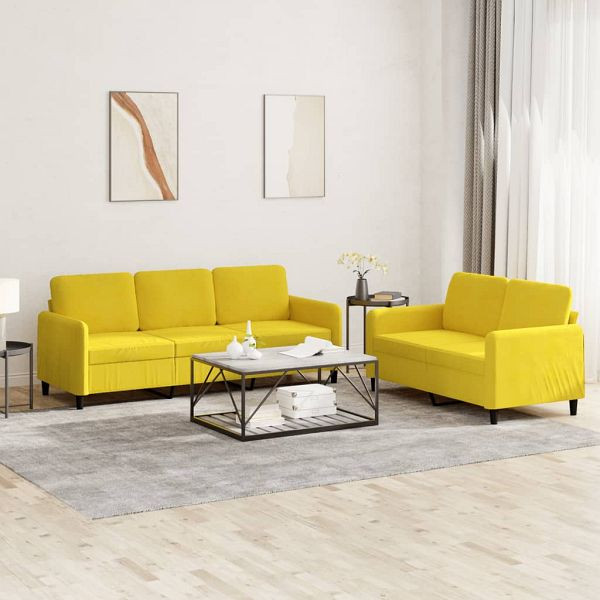 vidaXL 2-teilig Sofagarnitur Gelb Samt, 3202020, 8721012069879