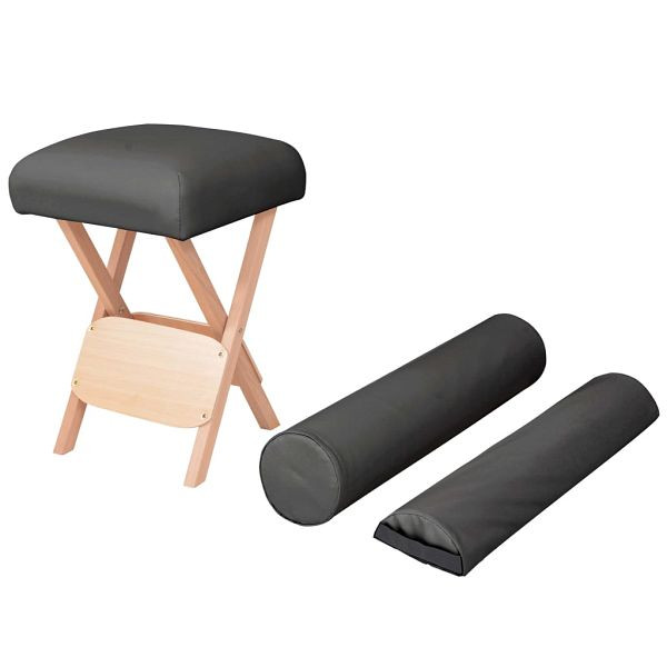 vidaXL Massage-Klapphocker 12 cm dicker Sitz & 2 Nackenrollen Schwarz, 110147