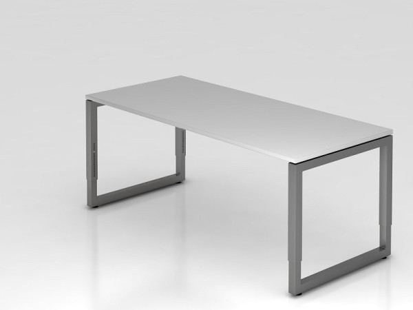 Hammerbacher Schreibtisch O-Fuß eckig 180x80cm Grau/Graphit, Rechteckform mit schwebender Tischplatte, VRS19/5/G