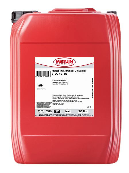 Meguin megol Traktorenöl Universal STOU / UTTO, Kanister Kunststoff, VE: 20 Liter, 6529