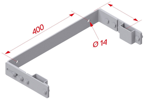 HYMER Wandhalter U-Form, Stahl verzinkt, verstellbar 290-410 mm, 20010128
