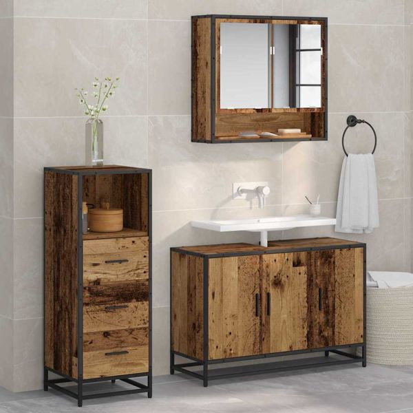 vidaXL Badezimmermöbel Set 3 pcs Altholz 90 x 33 x 60 cm Holzwerkstoff, 3402408