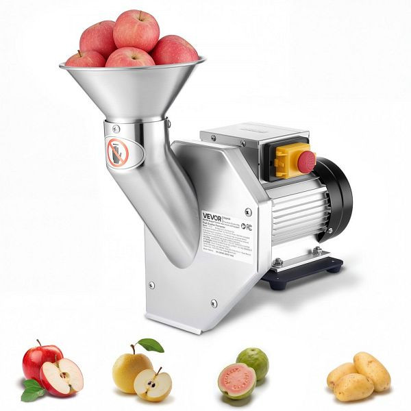 VEVOR Elektrische Obstmühle 550 W, Edelstahl SUS304, Ganze Äpfel bis 70 mm, 60 kg/h, für Birnen, Ananas, Karotten, XGSNJTM550W03S9CK001V2