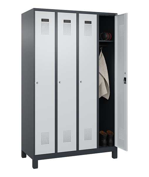 C+P Spind Evolo PLUS, mit Füßen, 4 Abteile, 1950x1200x500mm, 7016/7035, Verschluss Zylinderschloss, Ablageböden 4, 049010-40 S10044