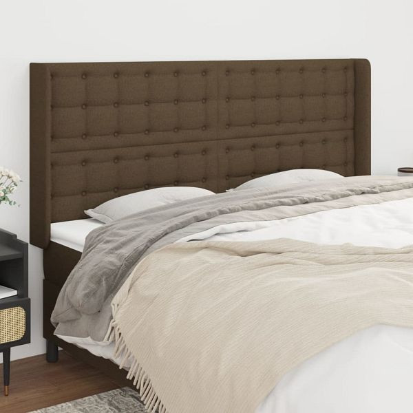 vidaXL Kopfteil mit Ohren Dunkelbraun 163x16x118/128 cm Stoff, 3120023