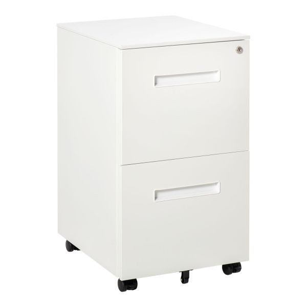 Vinsetto Rollcontainer Aktenschrank mit 2 Schubladen Abschließbarer Rollschrank, 924-032WT