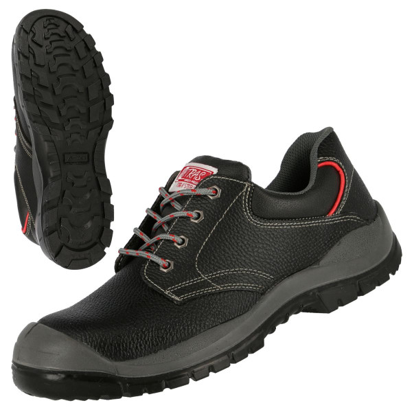 NITRAS STEP, S3 Sicherheitshalbschuhe, strapazierfähiges Vollleder, schwarz, widerstandsfähige PU / TPULaufsohle, Größe: 45, VE: 10 Paar, 7200-45