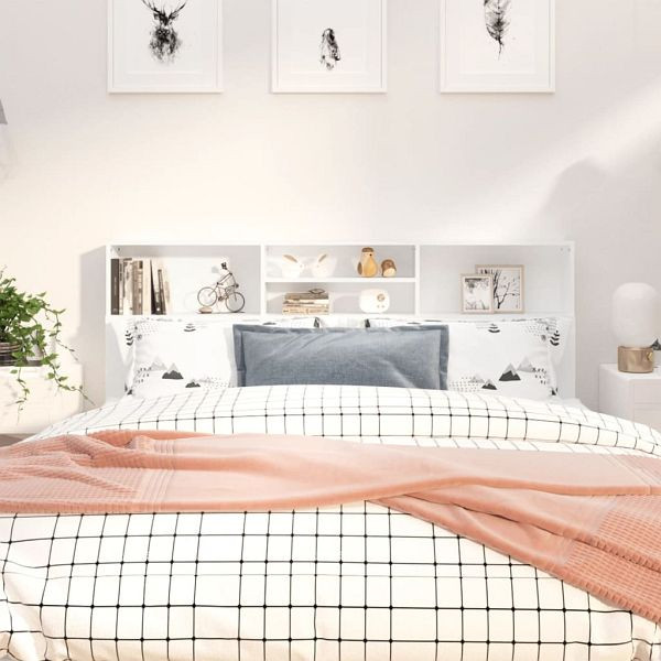 vidaXL Bett-Kopfteil mit Ablagen Weiß 180x19x103,5 cm, 811880