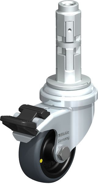 Blickle LRA-TPA 50G-FI-ELS-E02 Apparate-Lenkrolle mit Expander & Feststeller, Thermoplastisches Gummi-Elastomer, Grau, 737967