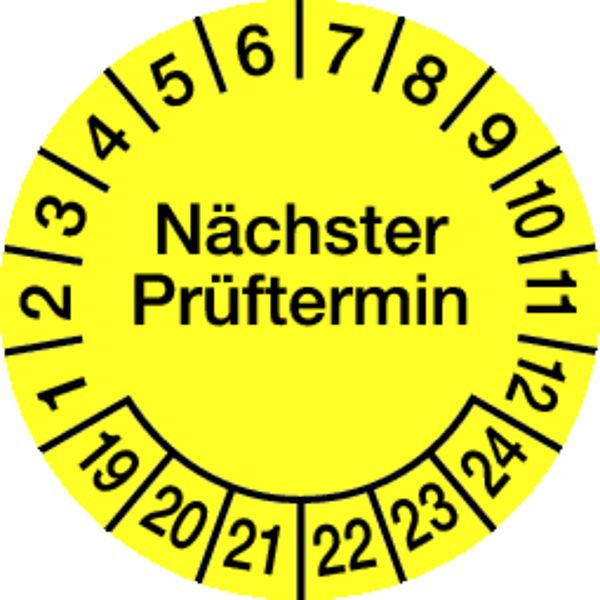 Schilder Klar Prüfplakette Nächster Prüftermin ab 24 gelb/schwarz, 30 mm Dokumentenfolie selbstklebend, VE: 40 Stück, 46/04.24
