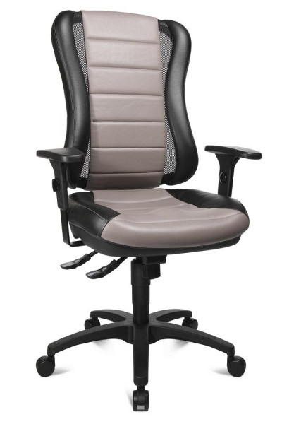 Deskin Managementsessel RACE ohne Armlehnen, Schwarz/Grau, 500 x 470 x 1000 mm, Gestell: Polyamid schwarz, ohne Kopfstütze, 268465