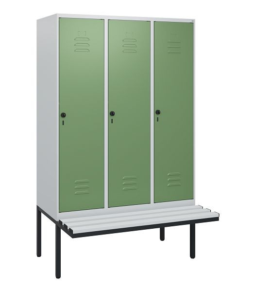 C+P Umkleidespind Classic PLUS, 3 Abteile, 1950x1200x815mm, 7035/6011, Drehriegel, 0800405-32 S10036