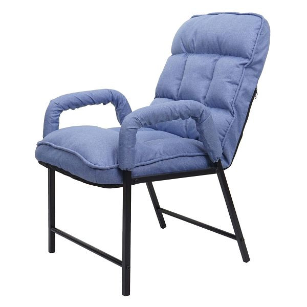 Mendler Esszimmerstuhl HWC-K40, Stuhl Polsterstuhl, 160kg belastbar Rückenlehne verstellbar Metall, Stoff/Textil blau, 92129