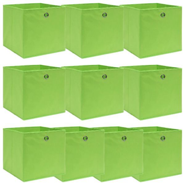 vidaXL Aufbewahrungsboxen 10 Stück Grün 32x32x32 cm Stoff, 288371