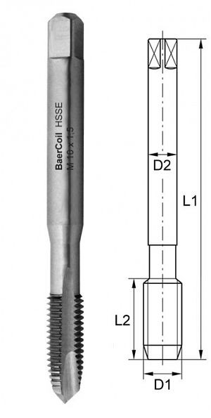 BaerCoil Maschinengewindebohrer M 5 x 0,8 - PRO für Durchgangslöcher, B3508P