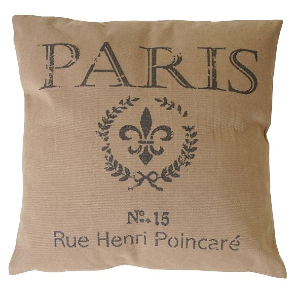 Mendler Deko-Kissen Paris, Sofakissen Zierkissen mit Füllung, braun 45x45cm, 51885