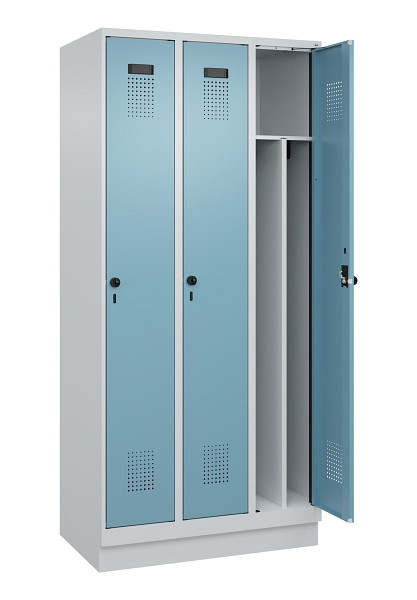 C+P Spind Evolo PLUS, mit Sockel, 3 Abteile, 1950x900x500mm, 7035/0010, Verschluss Drehriegel, 049020-30F S10009