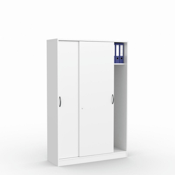 Deskin Schiebetürenschrank MULTI M, Dekor weiß, B 1200 x H 1835 x T 420 mm, 5 OH, 258507