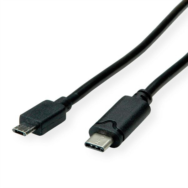 ROLINE USB 2.0 Kabel, Typ C ST - Micro B ST (reversibel), schwarz, 4,5 m, 11.02.8782