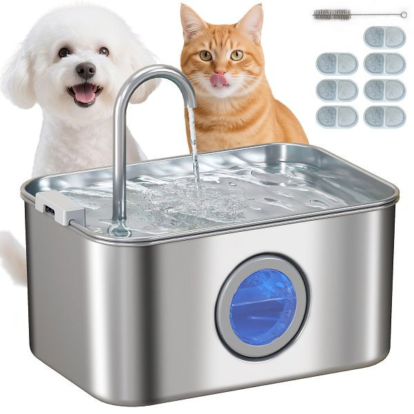 PawHut Katzenbrunnen 3,2L Trinkbrunnen für Katzen mit leiser Pumpe Aktivkohlefilter, D08-072V90SR