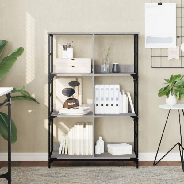 vidaXL Bücherregal Grau Sonoma 78,5x33x117,5 cm Holzwerkstoff, 835252