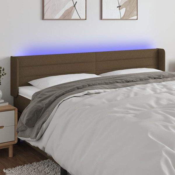 vidaXL LED Kopfteil Dunkelbraun 163x16x78/88 cm Stoff, 3123385
