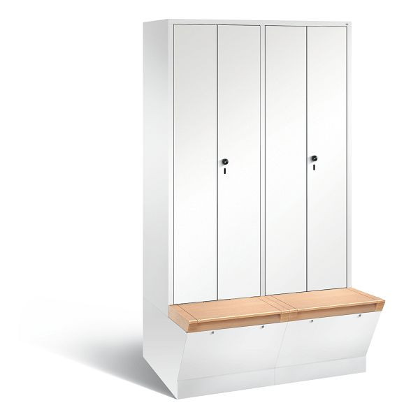 C+P Schwarz-Weiss-Spind Evolo, H2090xB1190xT815mm, Farbe: Verkehrsweiß / Dekor Weiß, 48056-40 S10409