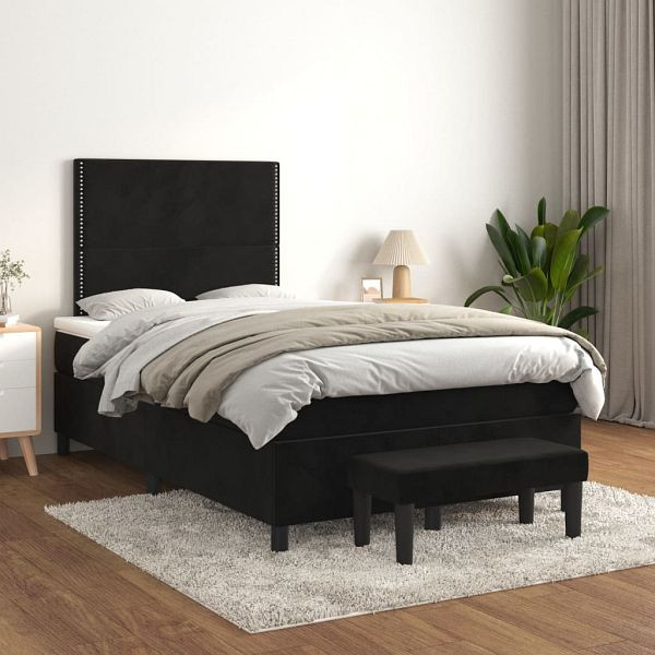 vidaXL Boxspringbett mit Matratze Schwarz 120x200 cm Samt, 3137775