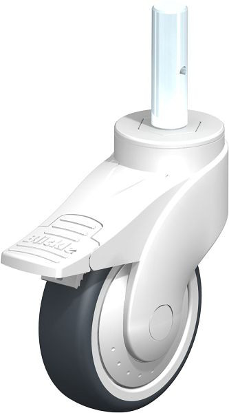 Blickle LWK-TPA 101K-FI-FK-ZA51 Kunststoff-Lenkrolle WAVE mit Zapfen & Feststeller, Thermoplastisches Gummi-Elastomer, Grau, 744723