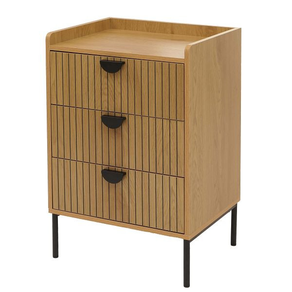 Mendler Kommode HWC-O39, Highboard Schrank, 3 Schubladen Melamin MDF 77x50x42cm, natur, 112307